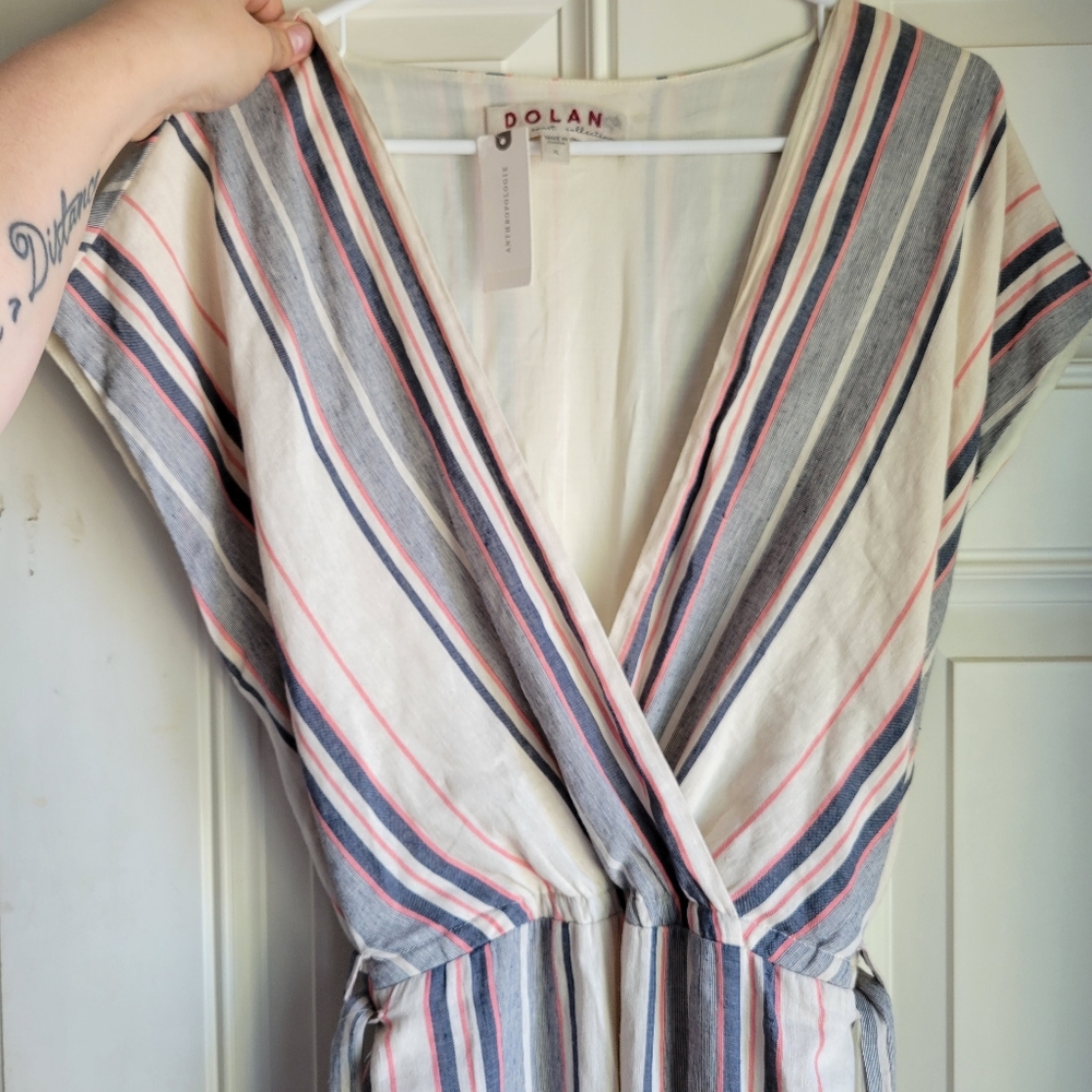 NWT Striped Dolan Anthropologie Linen Jumpsuit